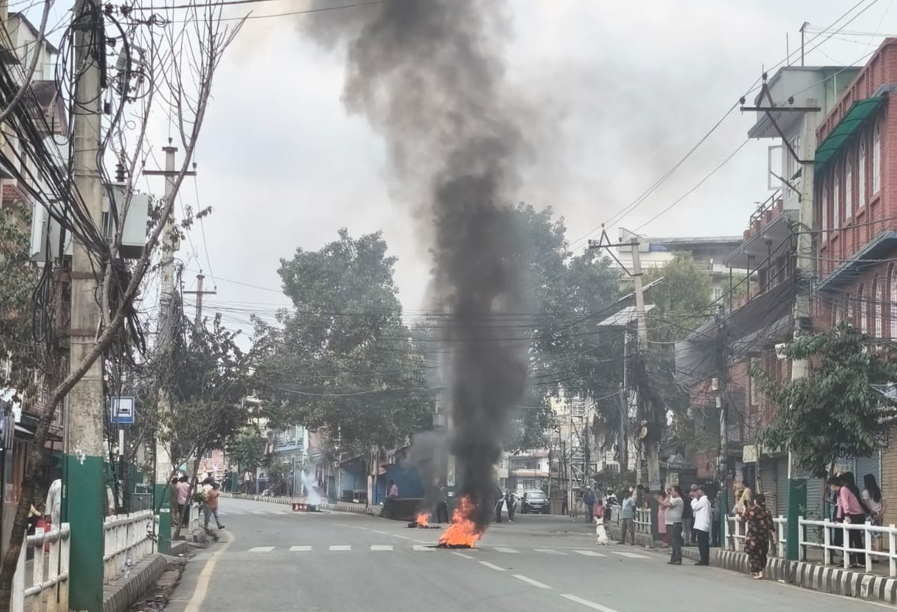 काठमाडौंको पूरानो बानेश्वरमा प्रदर्शन
